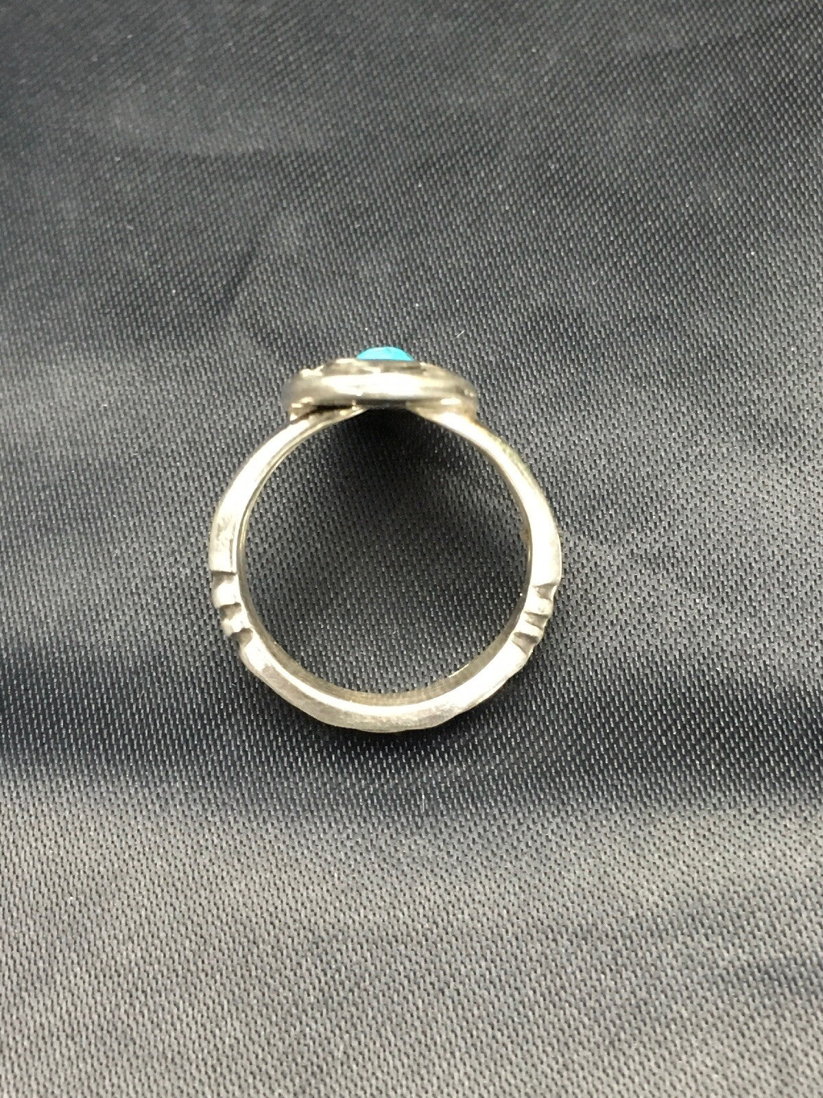 Old Pawn Shadow Box Navajo Sterling Kingman Turquoise Ring Set5.75 2625