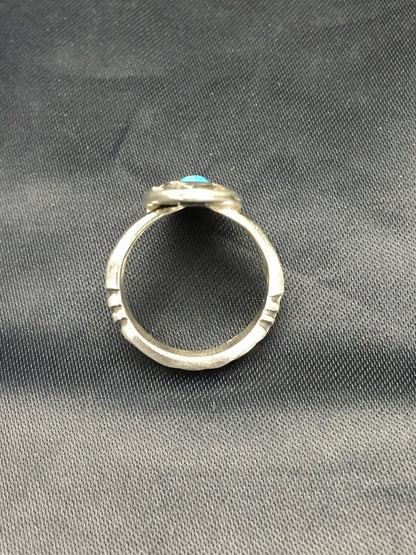 Old Pawn Shadow Box Navajo Sterling Kingman Turquoise Ring Set5.75 2625