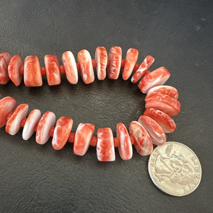 Red Spiny Oyster 28” Long Navajo Sterling Silver Necklace 17761
