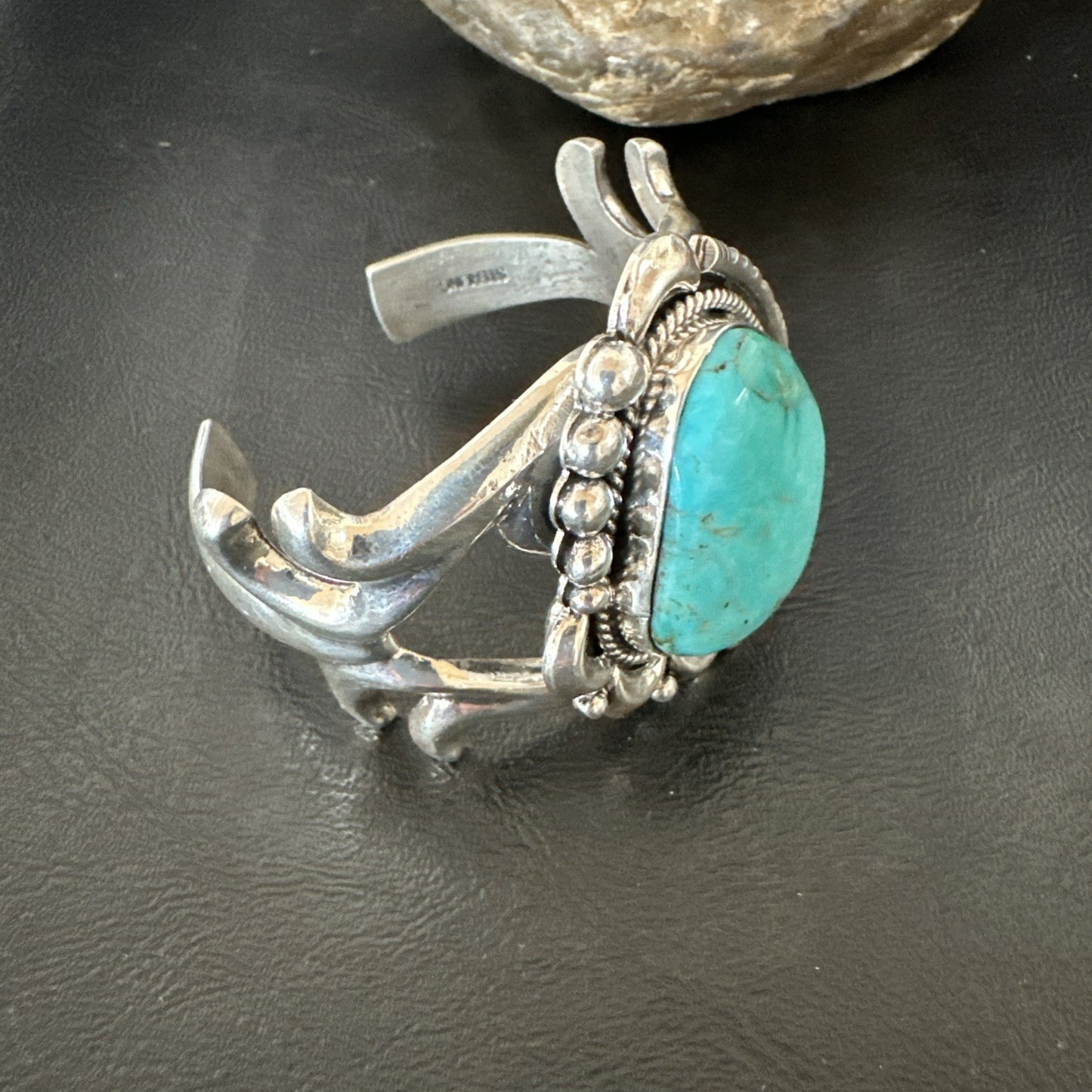Tufa Women Blue Kingman Turquoise Navajo Sterling Silver Cuff Bracelet 19349