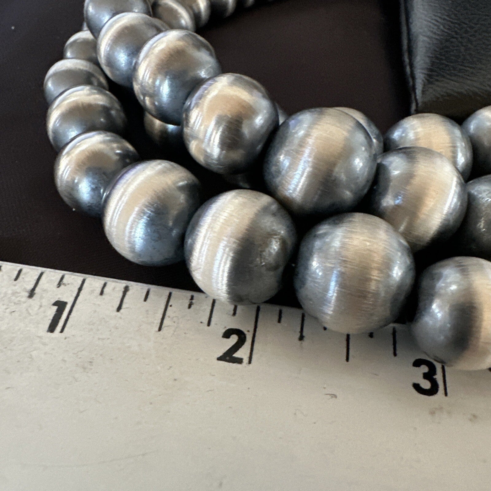Mixed Bead Graduated Bib Sterling Silver Navajo Pearls Necklace 24” 3S 18239