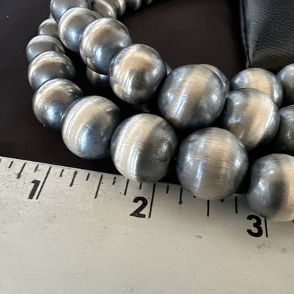 Mixed Bead Graduated Bib Sterling Silver Navajo Pearls Necklace 24” 3S 18239