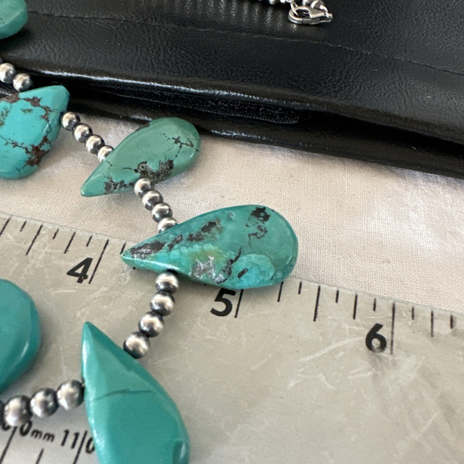 Blue Turquoise Navajo Pearls Sterling Silver  20" Necklace 19509