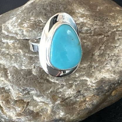 Blue Turquoise Spiny Oyster Southwestern Sterling Silver Ring Size 10 18531