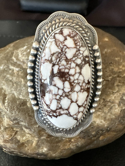 Mens Womens Wild Horse Turquoise Navajo Sterling Silver Ring Sz 8 18722