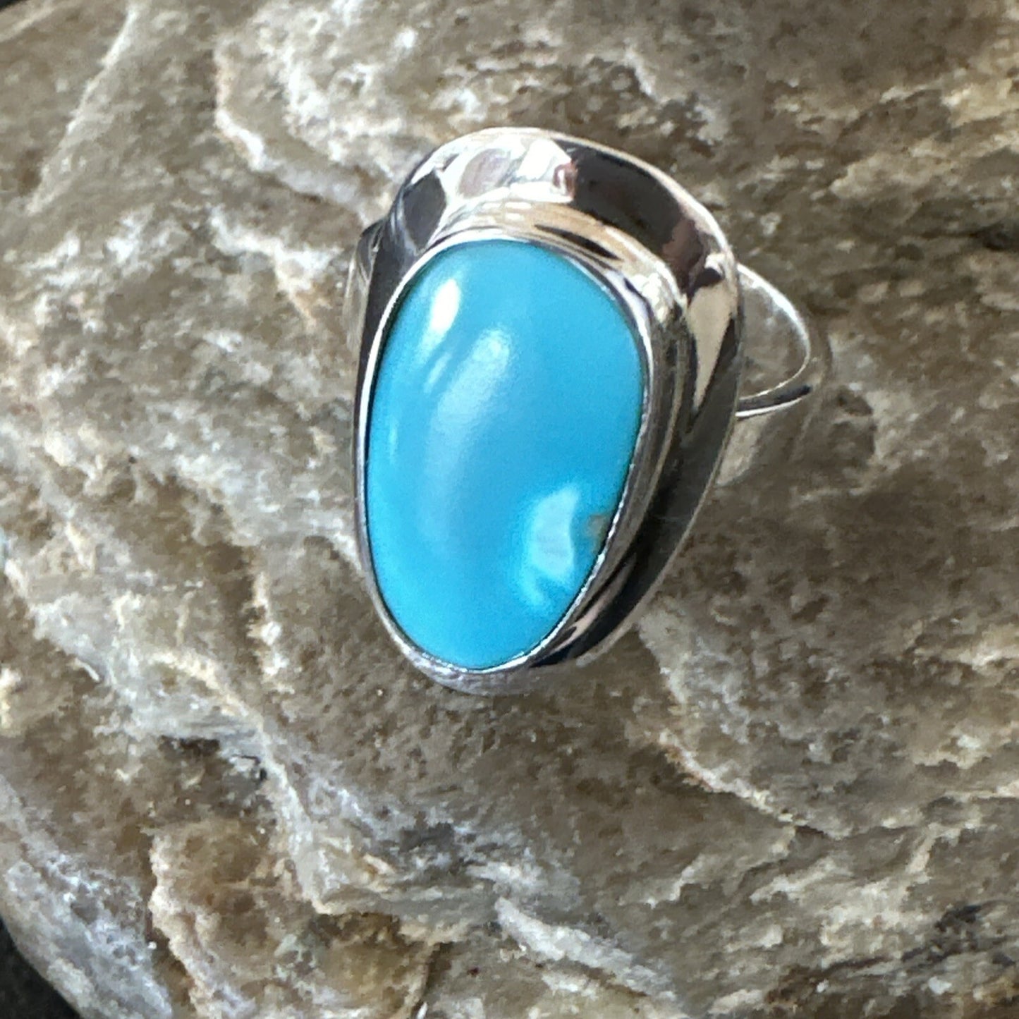 WoMens Sterling Silver Robin Egg Blue Kingman Turquoise Ring Size 8 17730