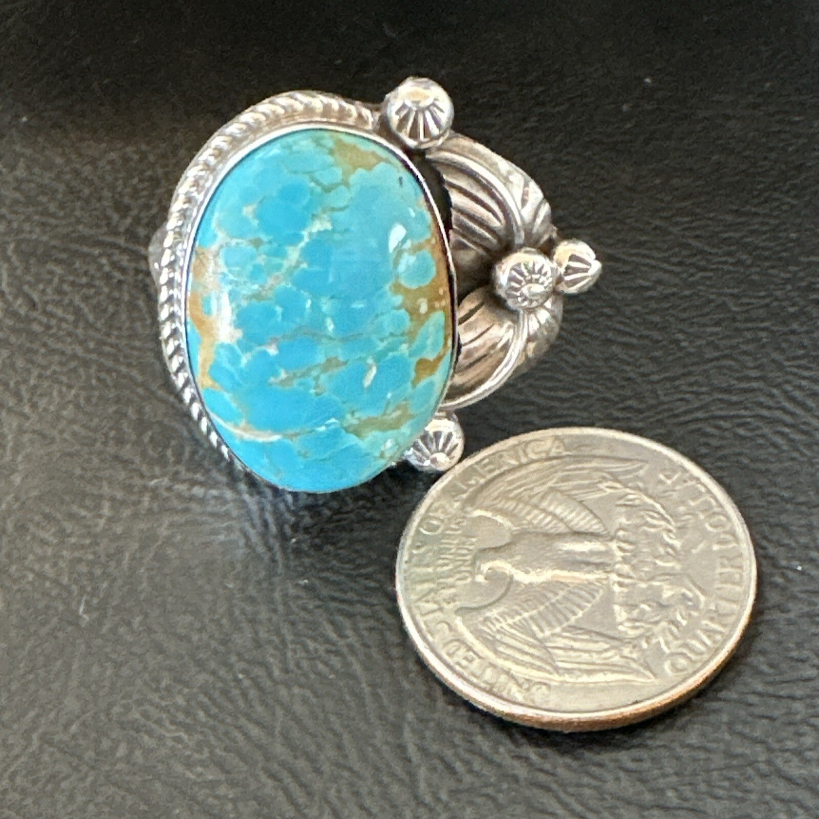 Navajo Sterling Silver Blue Turquoise #8 Ring Sets Sz 8 18106