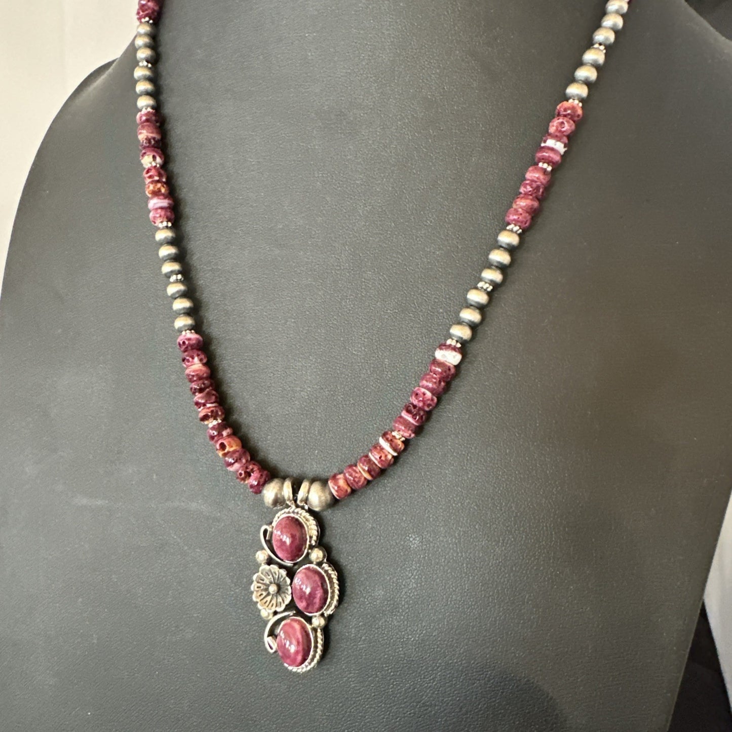 Sterling Purple Spiny Sugilite Pendant Navajo Silver Necklace 19609