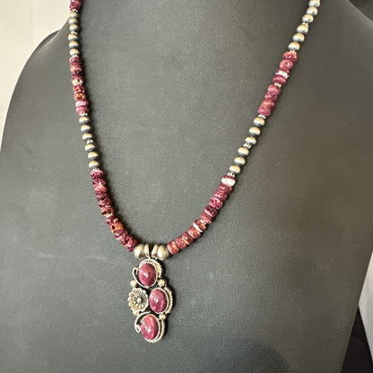 Sterling Purple Spiny Sugilite Pendant Navajo Silver Necklace 19609