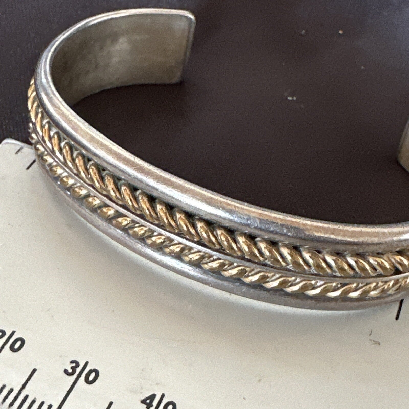 12K Gold filled Navajo Sterling Silver Twist Wire Cuff Bracelet 18123