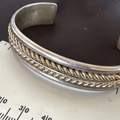 12K Gold filled Navajo Sterling Silver Twist Wire Cuff Bracelet 18123