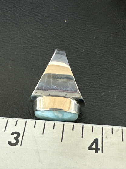 Womens Blue Larimar Navajo Sterling Silver Ring Size 9 17674