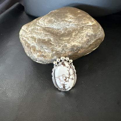 Men’s Womens Wild Horse Turquoise Navajo Sterling Silver Ring Size 7 18011