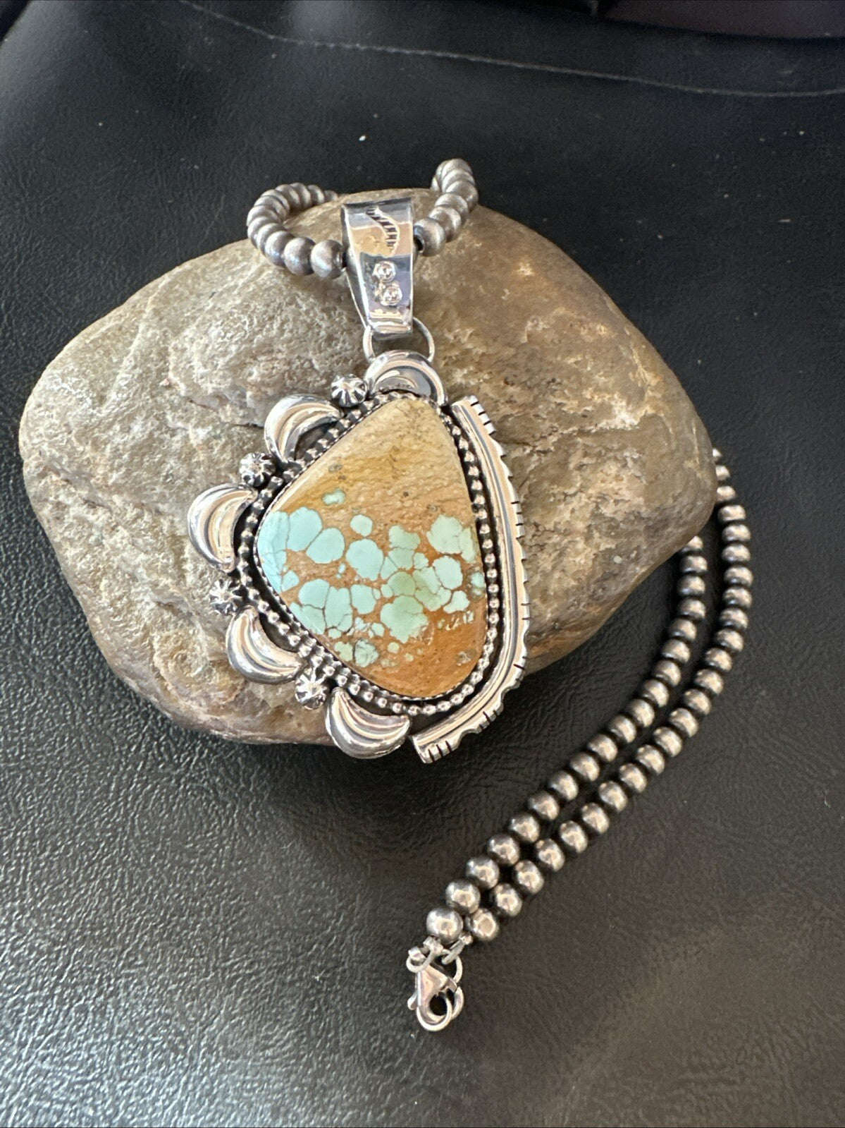 WoMens Royston Turquoise Pendant Navajo Pearls Sterling Silver Necklace 18749