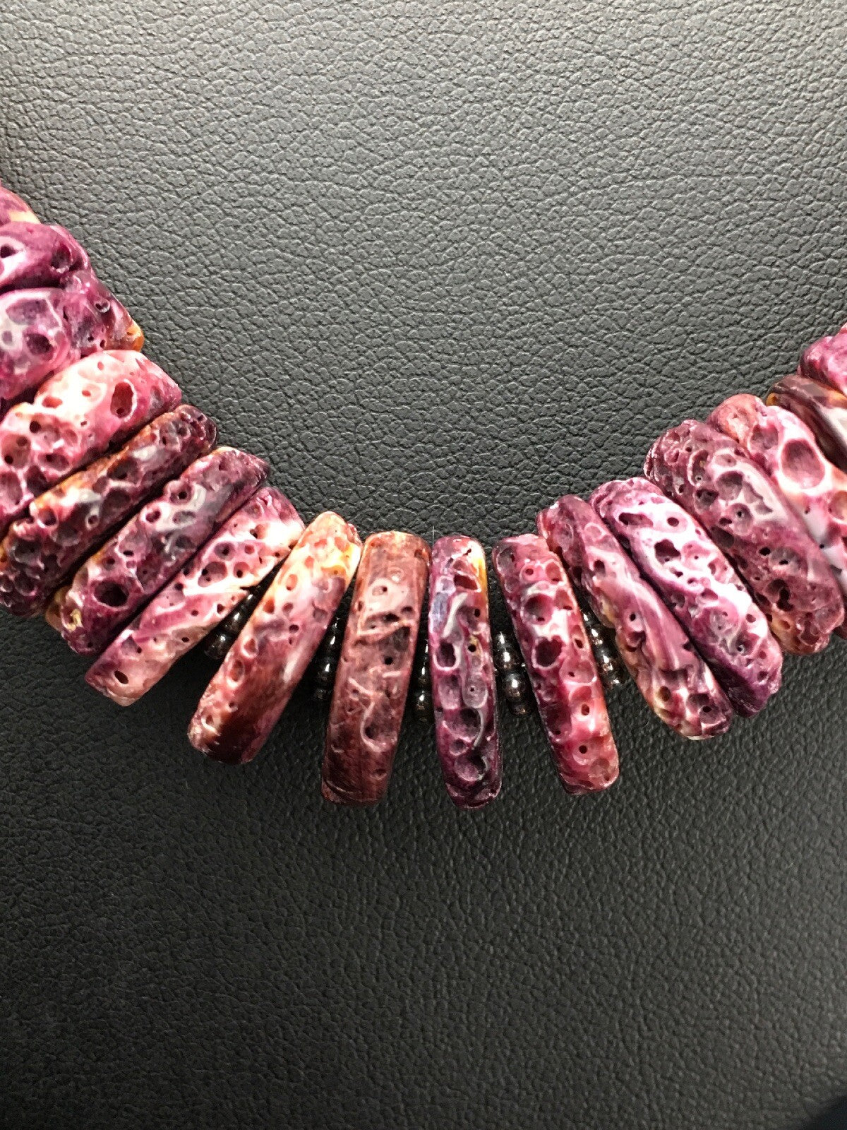 Purple Spiny Oyster Navajo Sterling Silver Necklace 23" 18358
