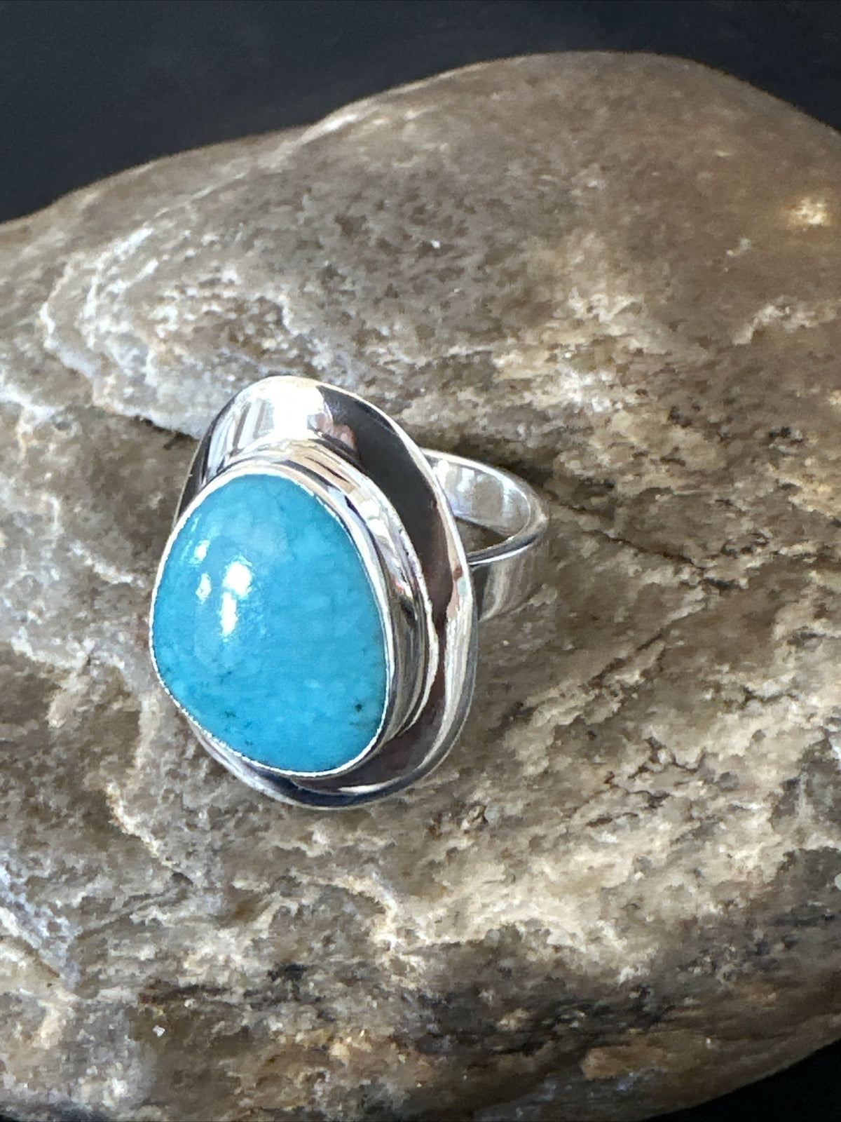 WoMens Sterling Silver Blue Kingman Turquoise Ring Size 7 17680