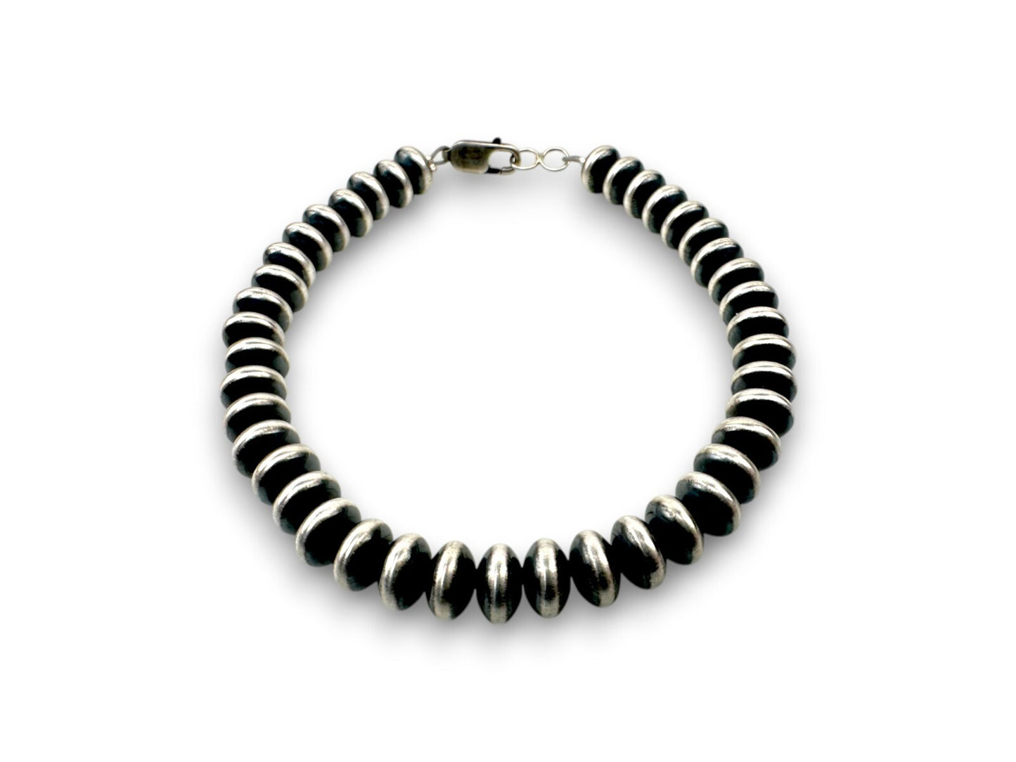 Navajo Sterling Silver Rondelles Saucer Flat Bead Bracelet 6mm 7" 97607