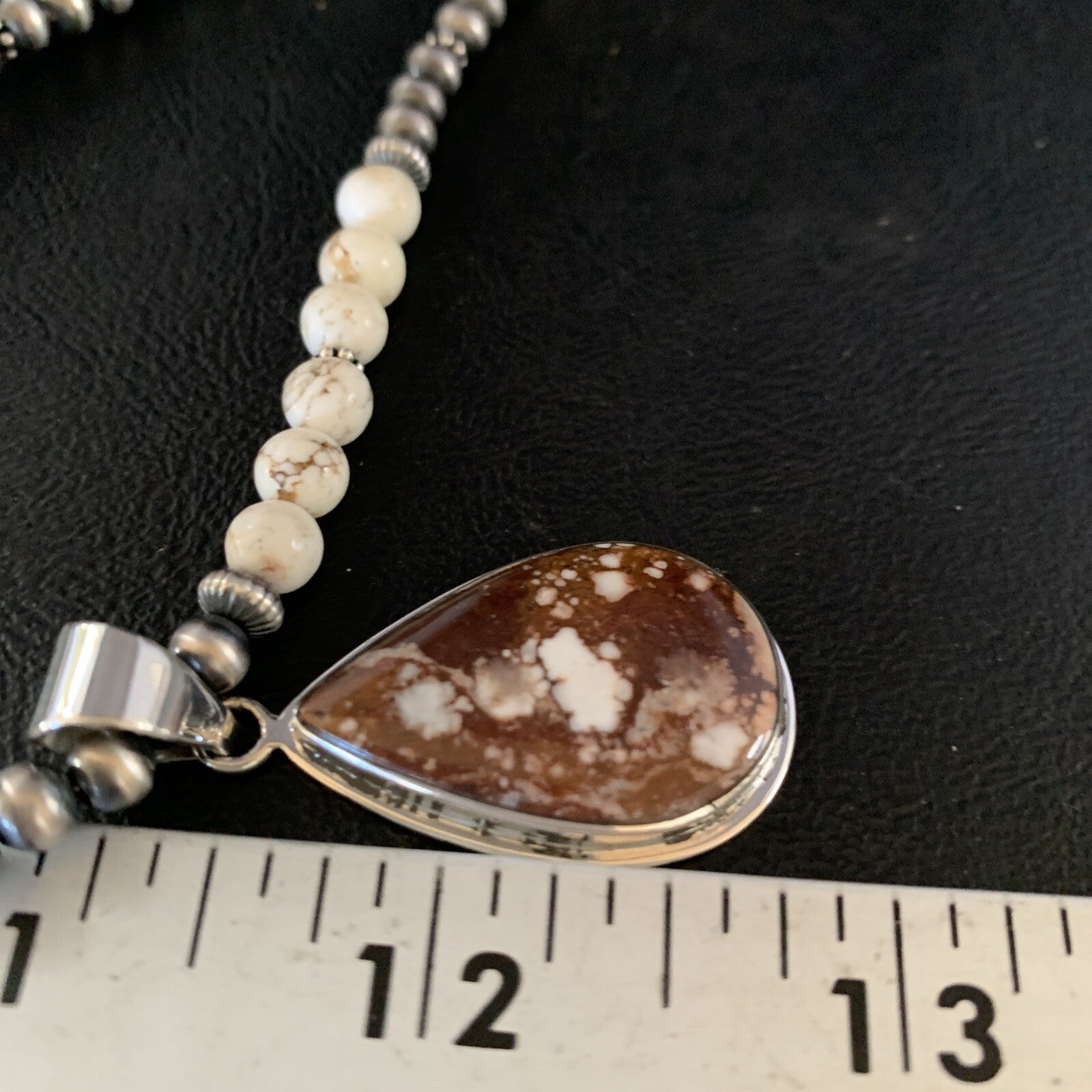Wild Horse Turquoise Pendant Navajo Pearls Sterling Silver Necklace 20" 13864