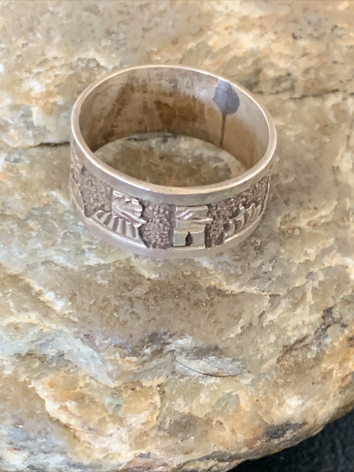 Native American Navajo Stamped Sterling Silver Pueblo Ring Size 10 14750