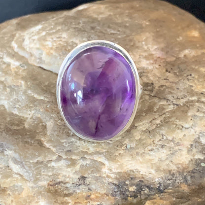 Purple Amethyst Southwestern Sterling Silver Ring Size 8.5 12941