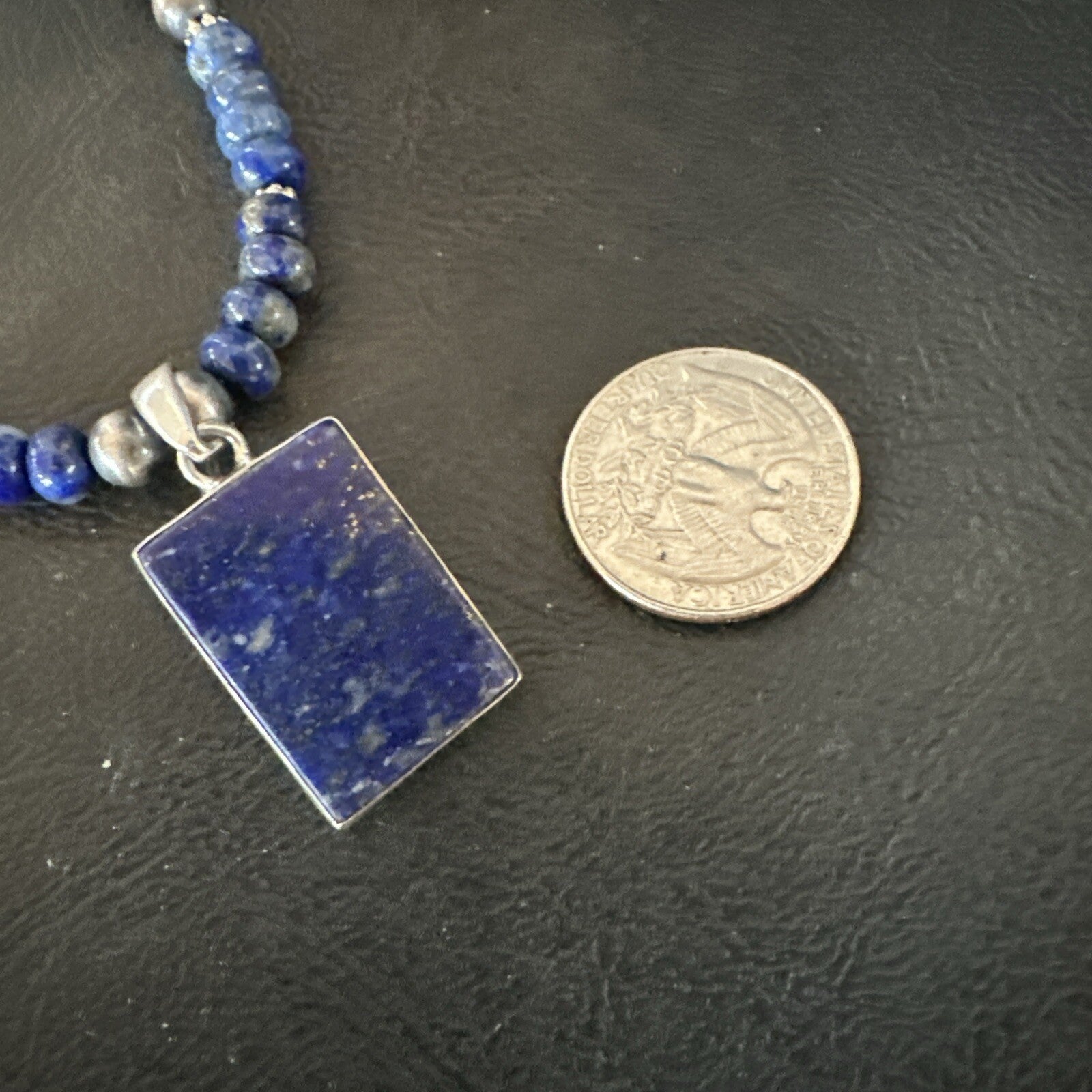 Blue Lapis Pendant Navajo Pearls Sterling Silver Necklace 20” 18688