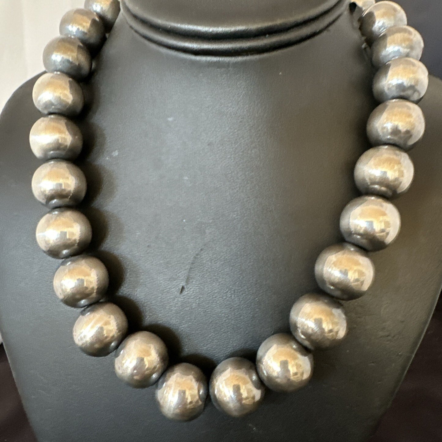 XL Round 18mm Sterling Silver Beads 20” Single Strand Necklace