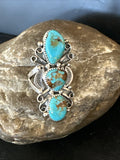 Navajo Blue Kingman Turquoise Ring MultiStone Cluster Sz 8.5 19812