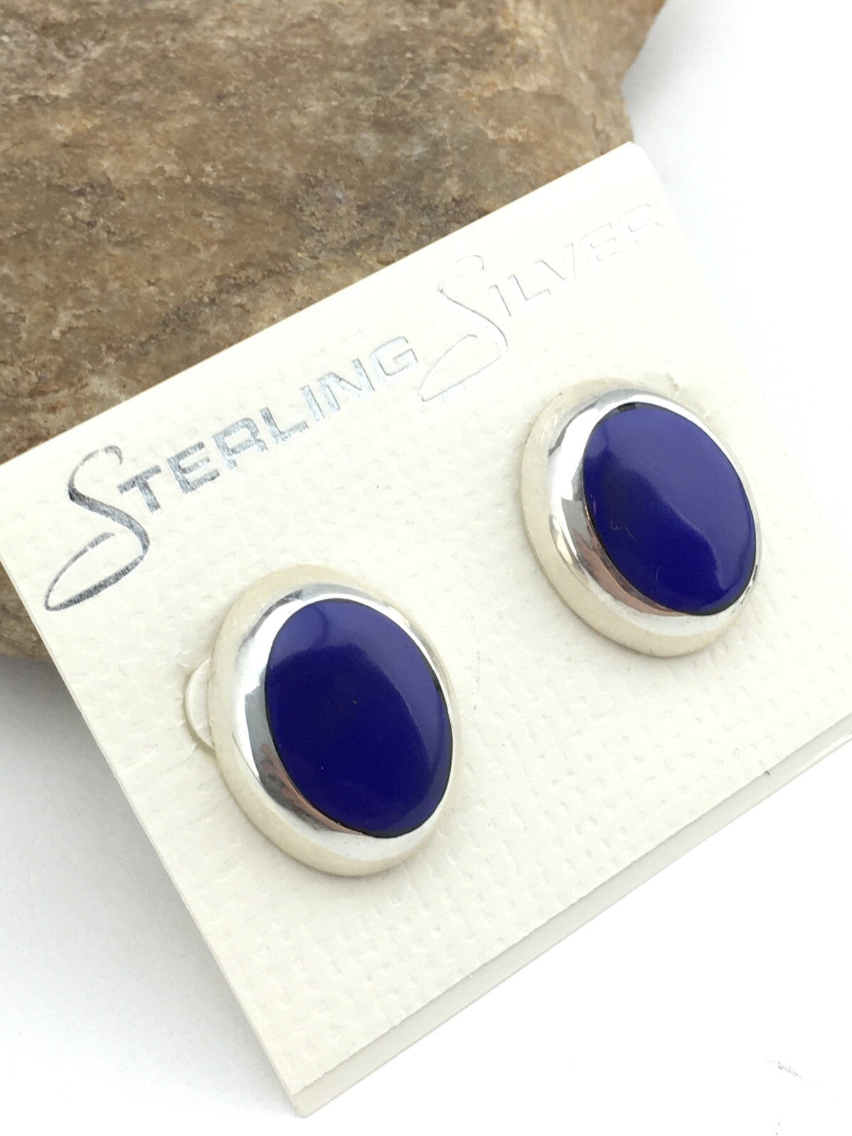 Blue Lapis Indian Navajo Sterling Silver Earrings 1999