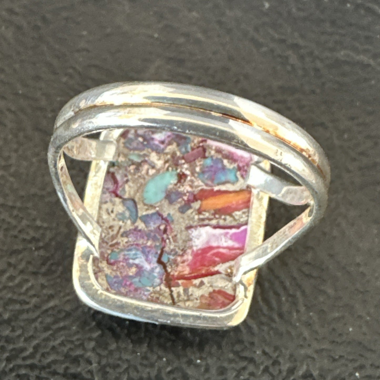 Blue Turquoise Spiny Oyster Southwestern Sterling Silver Ring Size 9 19061