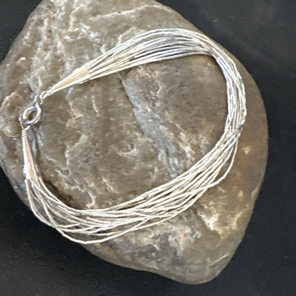 Womens Heishi Liquid Sterling Silver 20 Strands Bracelet 7.5" 1142