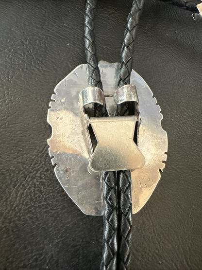 Mens Black Onyx Navajo Sterling Silver Bolo Tie 18663