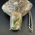 XL Men's Green Royston Turquoise Pendant Navajo Necklace | Sterling Silver | Authentic Native American Handmade