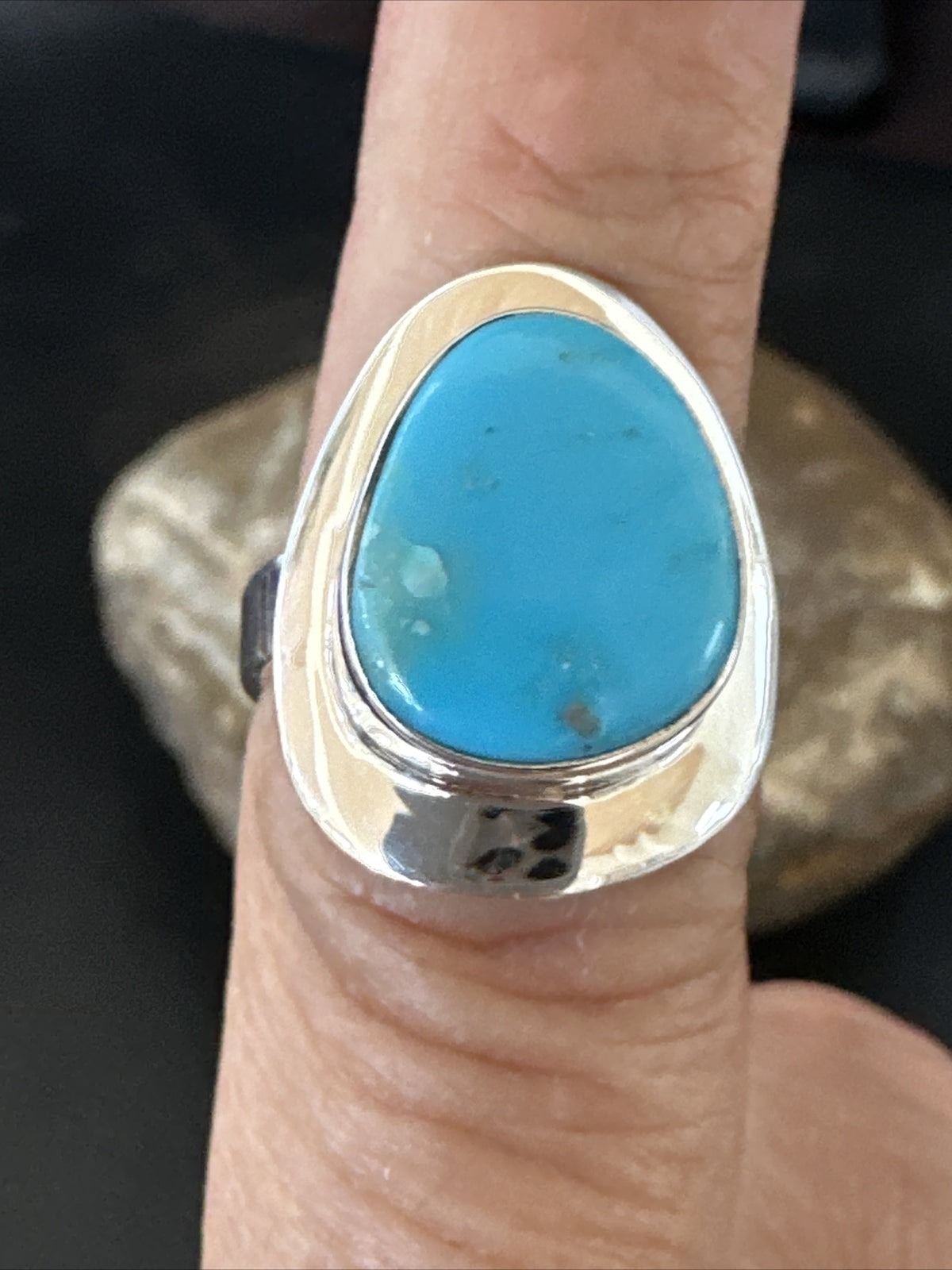 WoMens Sterling Silver Blue Kingman Turquoise Ring Size 7 17682