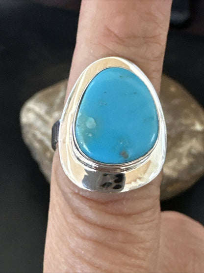 WoMens Sterling Silver Blue Kingman Turquoise Ring Size 7 17682