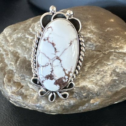 Men’s Womens Wild Horse Turquoise Navajo Sterling Silver Ring Size 8.5 18008