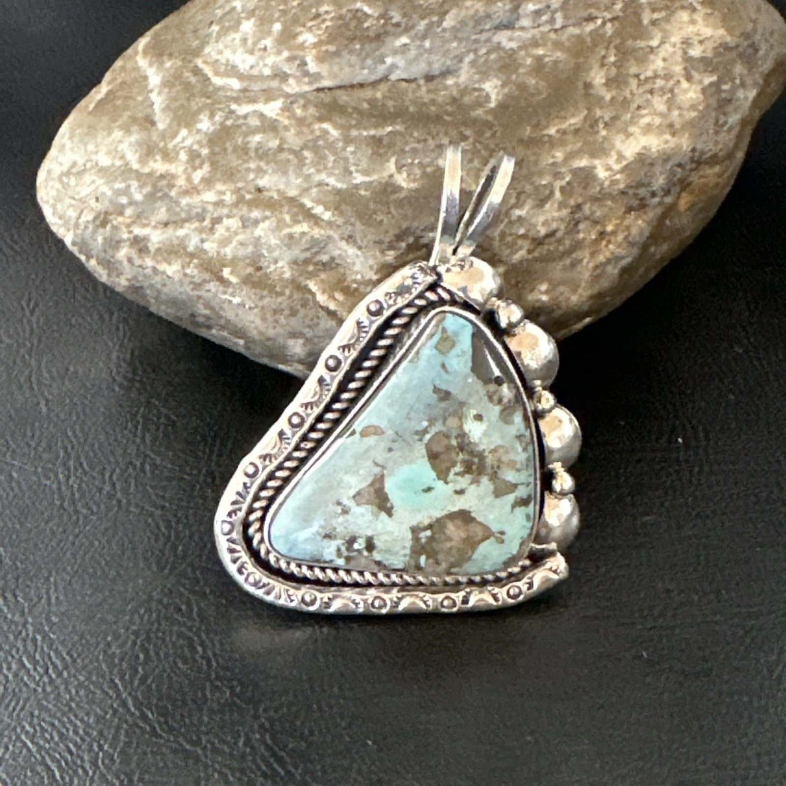 Men Women Blue Turquoise Pendant Navajo Sterling Yazzie 19527