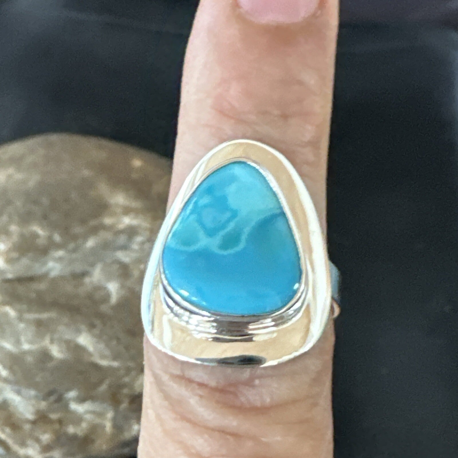 Southwestern Sterling Silver Blue Kingman Turquoise Ring Size 7 18507