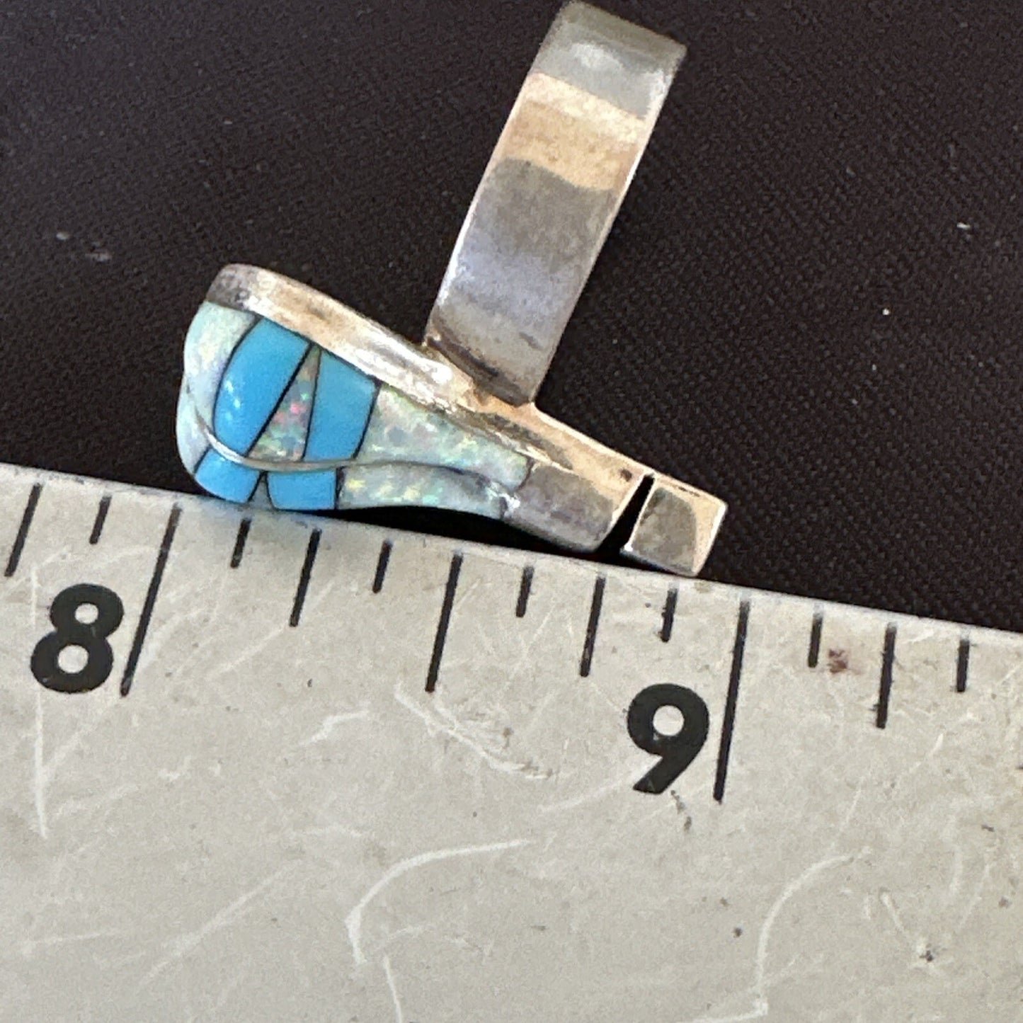 Navajo Balloon Blue Turquoise White Opal Inlay Band Ring Sz 6 18187