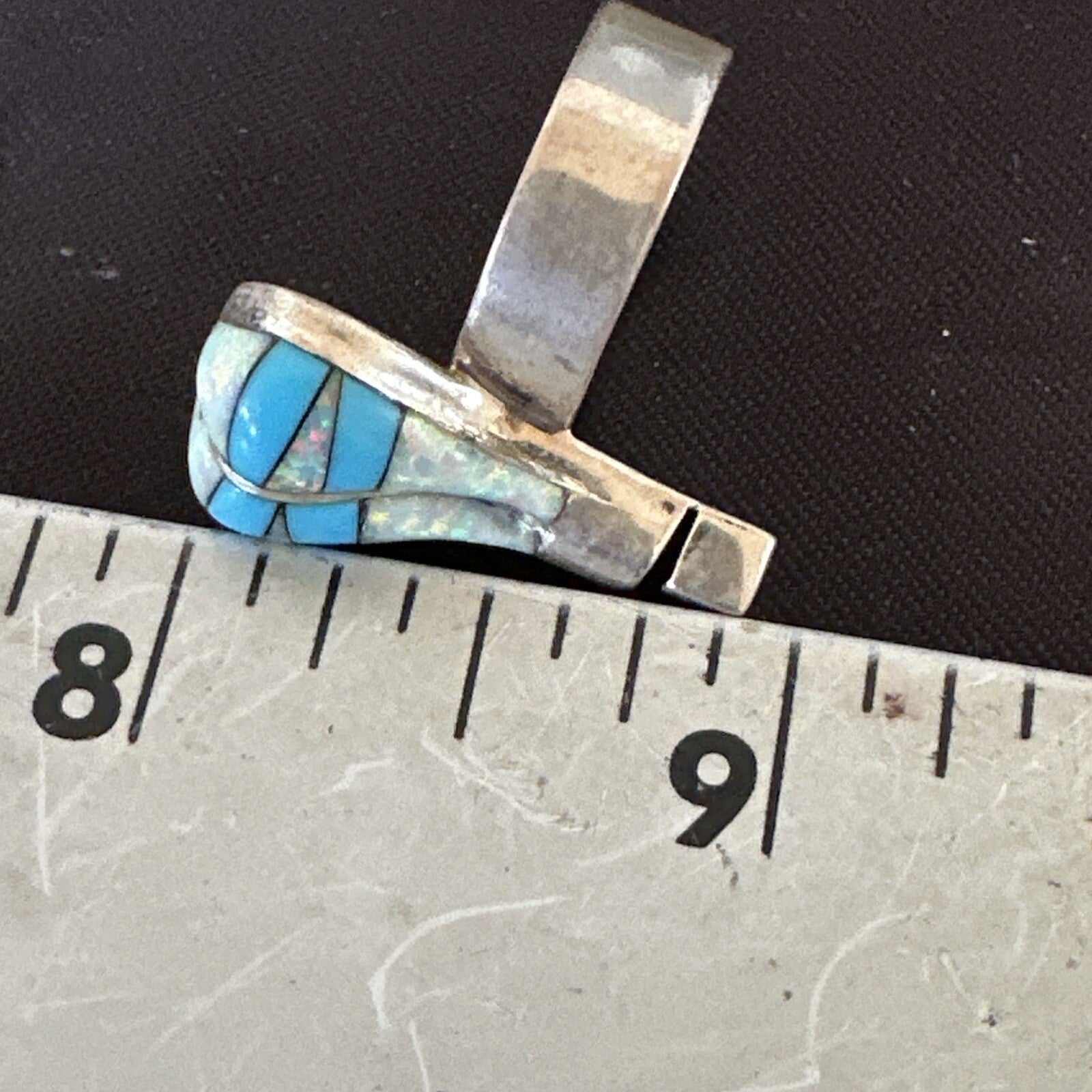 Navajo Balloon Blue Turquoise White Opal Inlay Band Ring Sz 6 18187