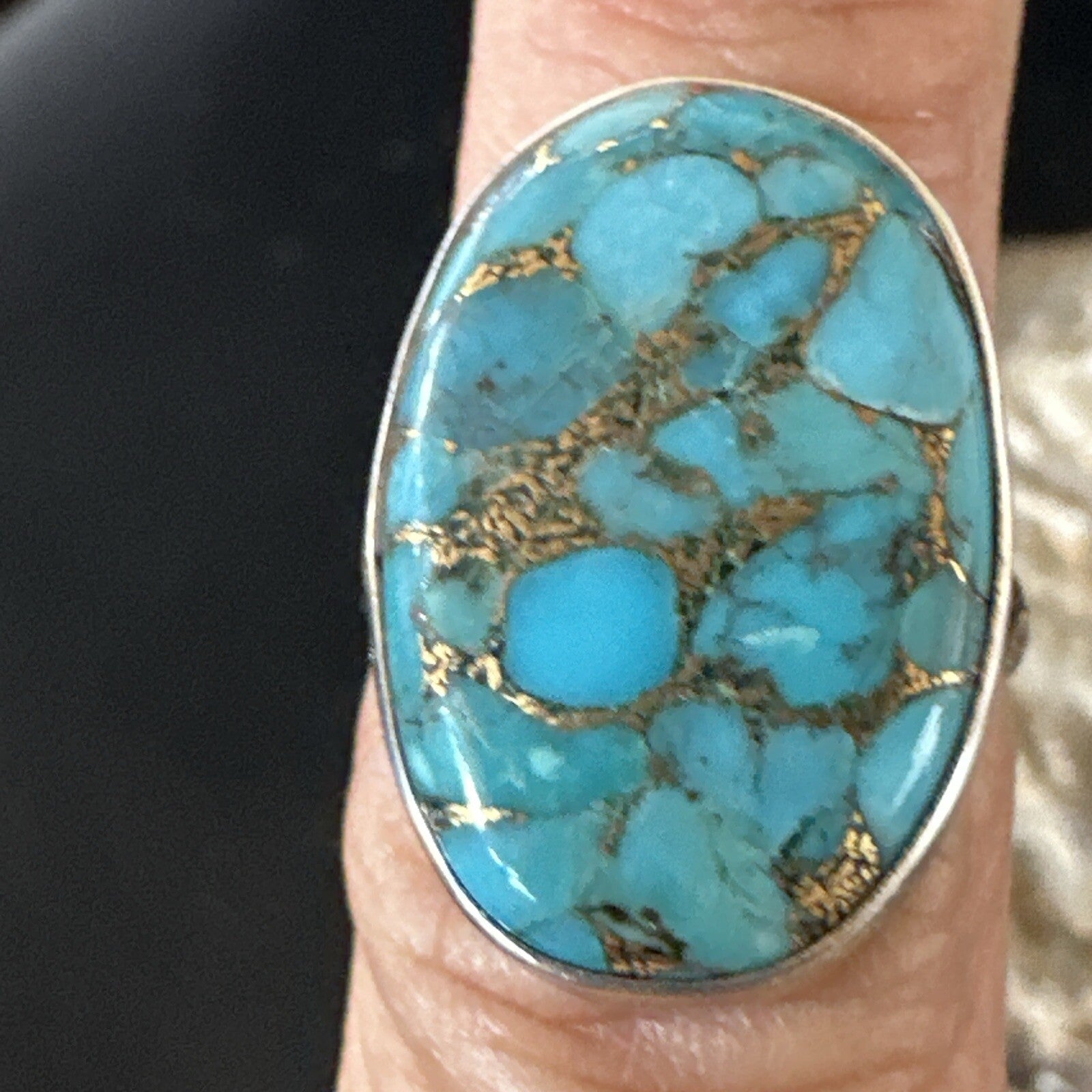 Mohave Native Navajo Sterling Silver Blue Turquoise Ring Sz 7 18242
