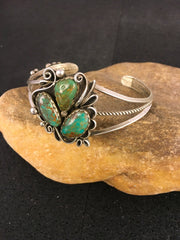 Turquoise Navajo Bracelet | Sterling Silver | Authentic Native American Handmade | 08845