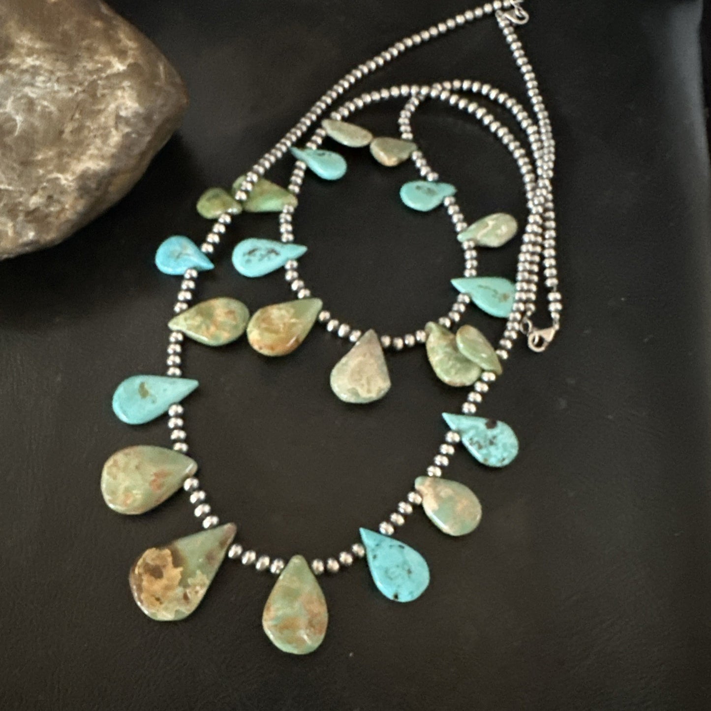 Navajo Pearls Sterling Silver Royston Turquoise 20" Necklace 19232