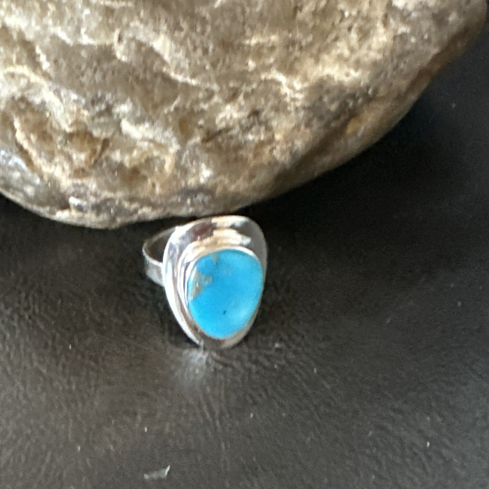 Southwestern Sterling Silver Blue Kingman Turquoise Ring Size 7 18511