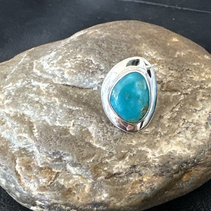 Southwestern Sterling Silver Blue Kingman Turquoise Ring Size 6 18535