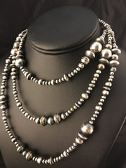 Navajo Mixed Beads 48"Necklace | Sterling Silver | Authentic Native American Handmade | 92348