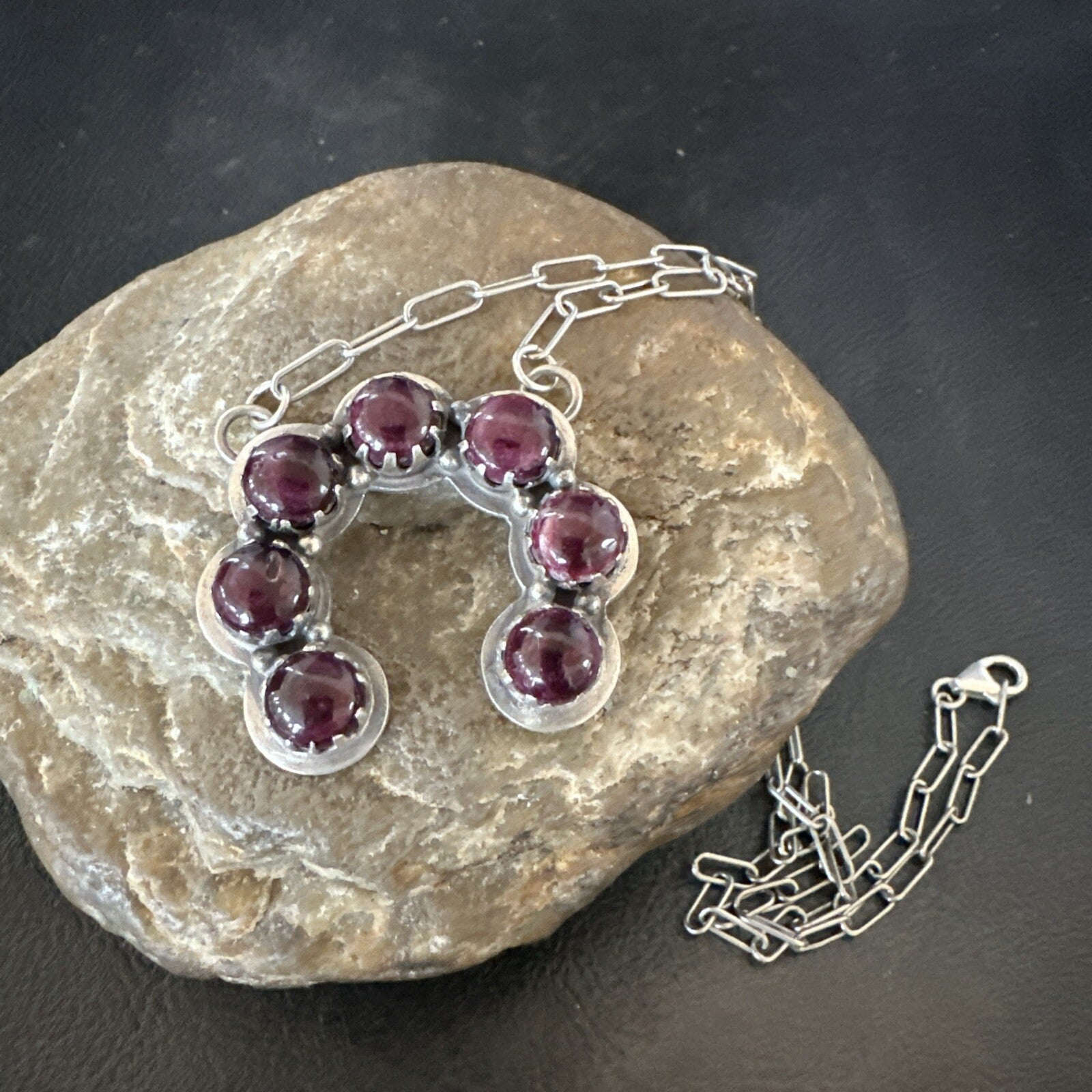 Purple Spiny Oyster Naja Pendant Navajo Sterling Silver Chain 20” Necklace 18853