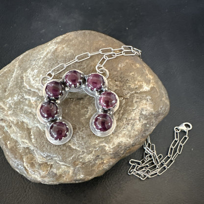 Purple Spiny Oyster Naja Pendant Navajo Sterling Silver Chain 20” Necklace 18853