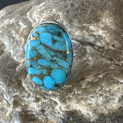 Mohave Native Navajo Sterling Silver Blue Turquoise Ring Sz 10 18245