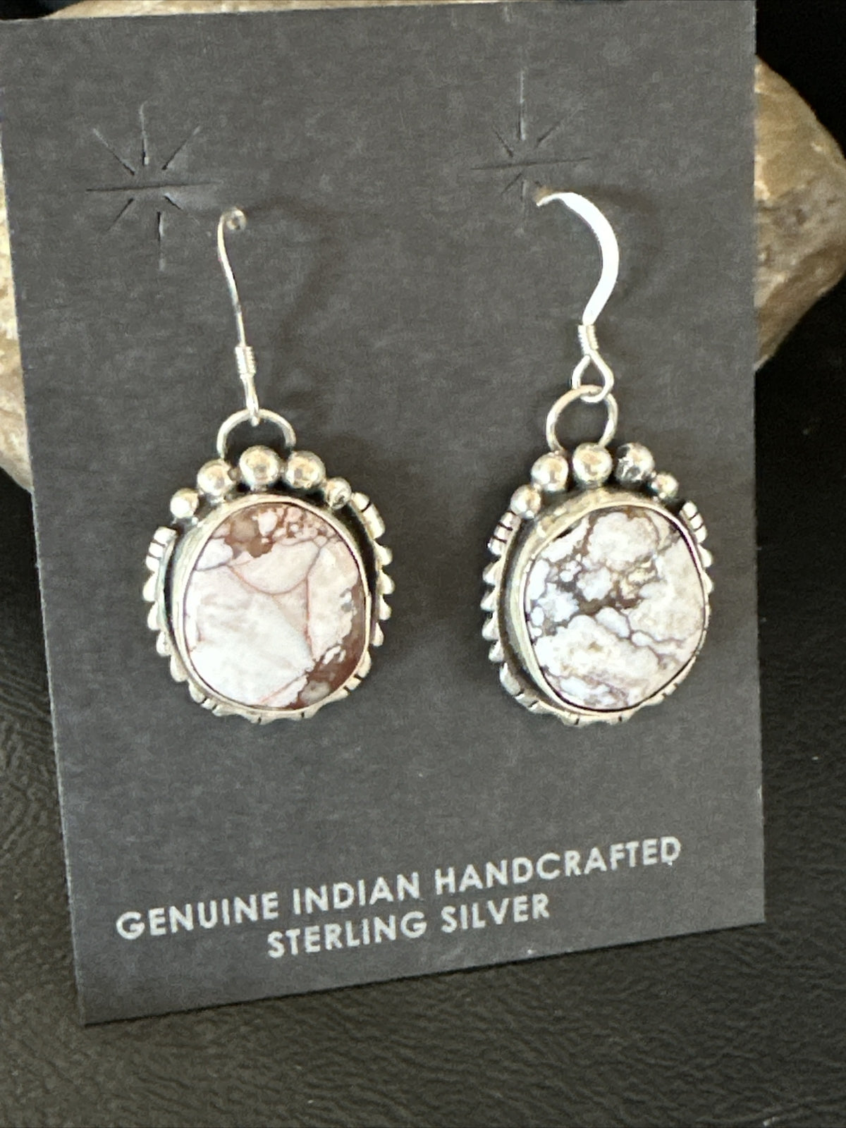 Womens Wild Horse Turquoise Navajo Sterling Silver Dangle Earrings 17706