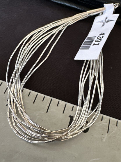Womens Heishi Liquid Sterling Silver 10 Strands Bracelet 8” 4391